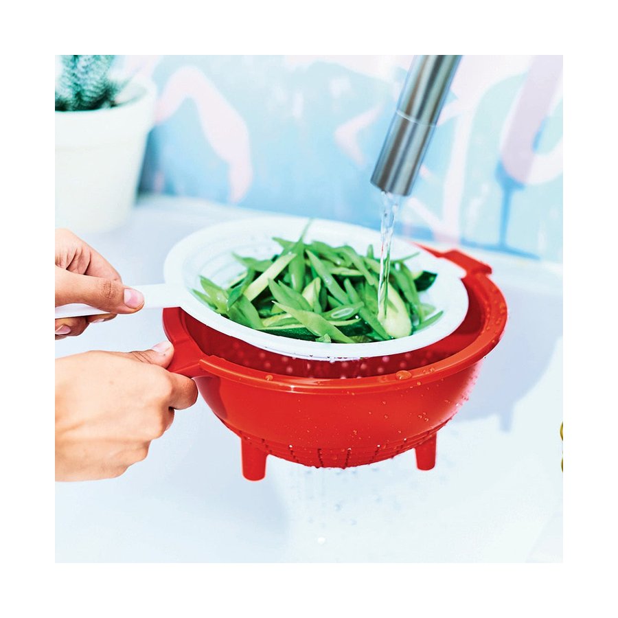 Tupperware Double Colander Red Red