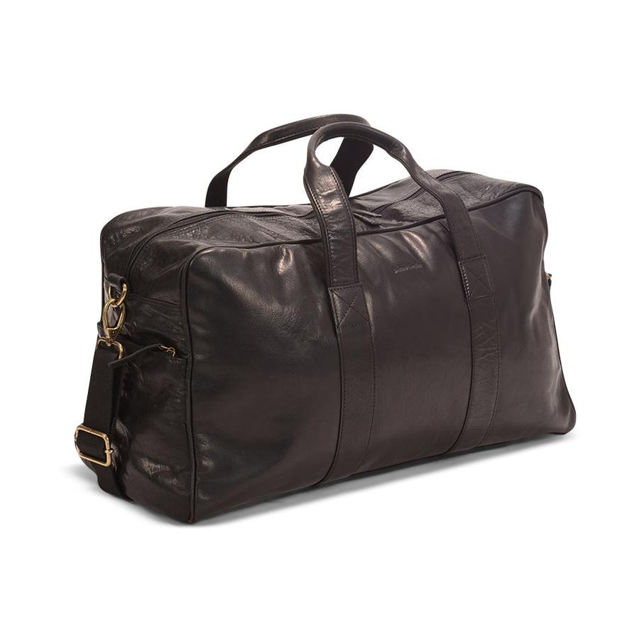 Pierre Cardin Parker Rustic Leather Overnight Duffle Bag Black Black