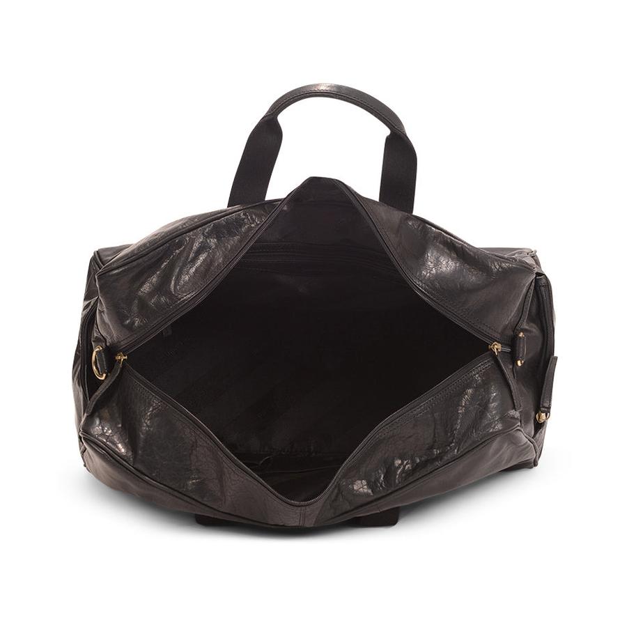 Pierre Cardin Parker Rustic Leather Overnight Duffle Bag Black Black