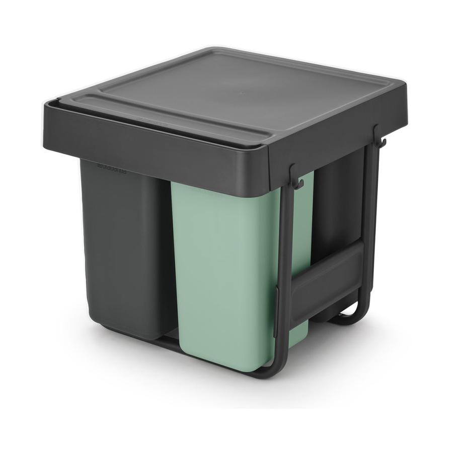 Brabantia Sort & Go Built-In Bin (10+10+20L) Dark Grey & Jade Green Dark Grey & Jade Green