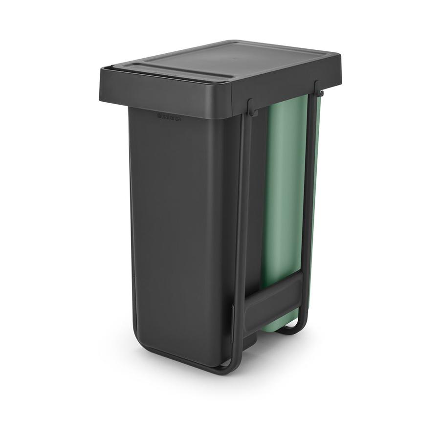 Brabantia Sort & Go Built-In Bin (2 x 30L) Dark Grey & Jade Green Dark Grey & Jade Green