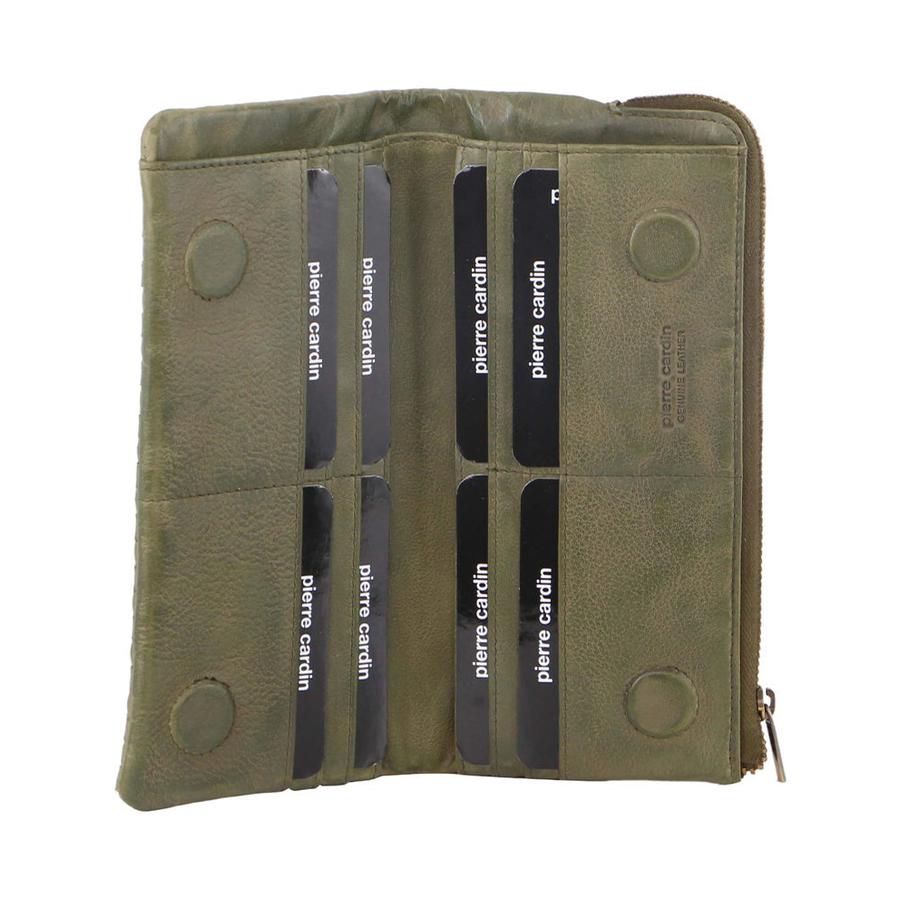 Pierre Cardin Sophia Women's Rustic Leather Wallet Olive Olive