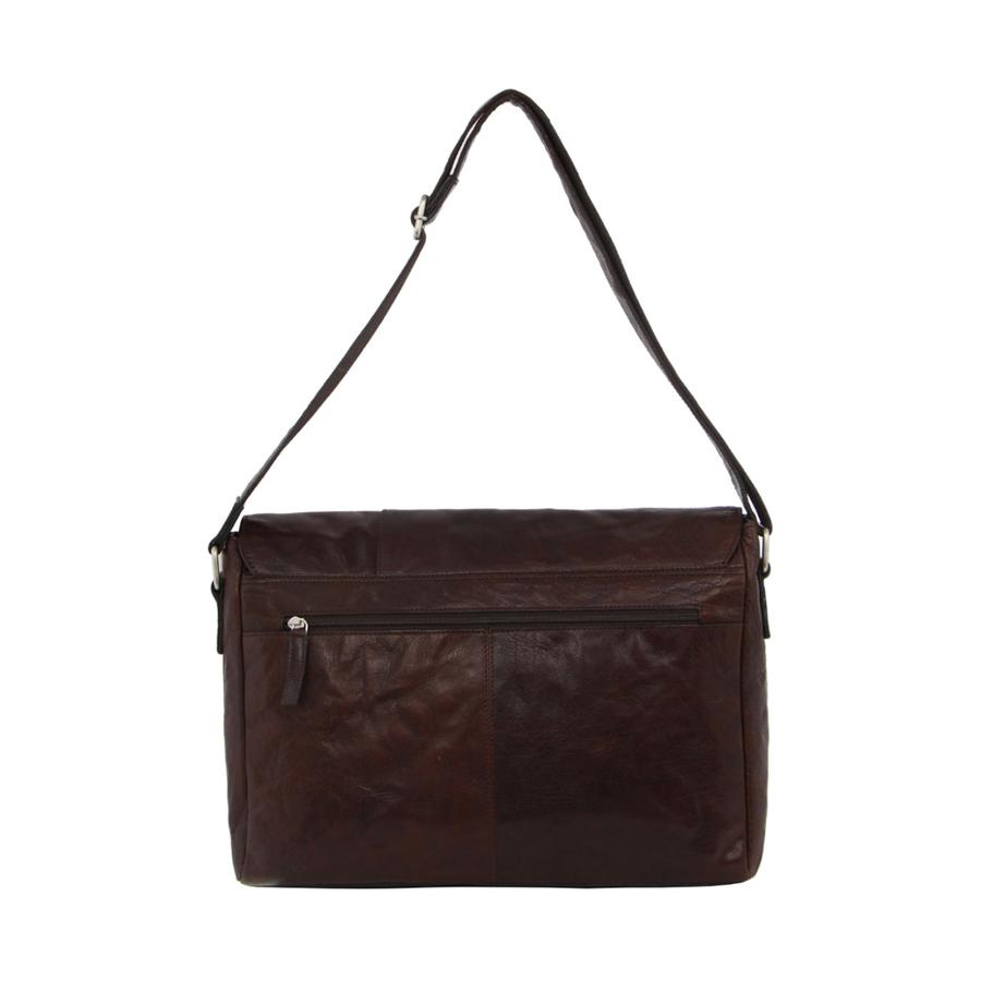 Pierre Cardin Dallas Rustic Leather Computer Bag Brown Brown