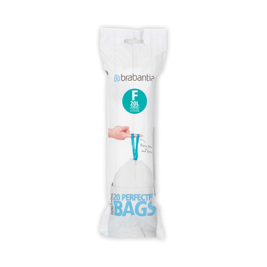 Brabantia PerfectFit Bags Code F (20L) Slimline Pack of 20 White White