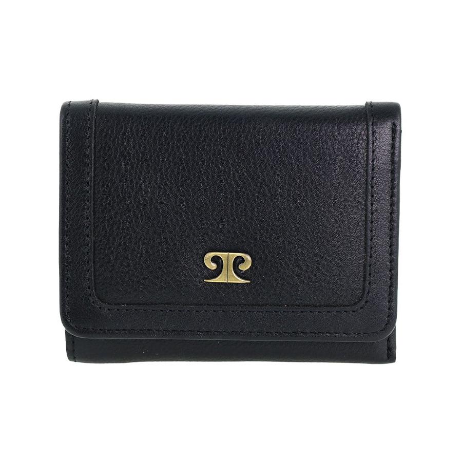Pierre Cardin Shakira Ladies Leather Snap Button Tri-Fold Wallet Black Black