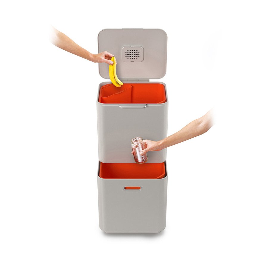 Joseph Joseph Totem 60L Waste & Recycling Bin Stone Stone