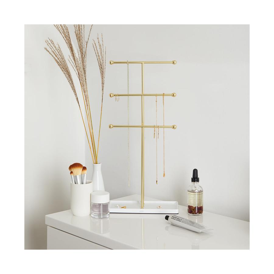 Umbra Trigem Jewellery Stand Organiser White/Brass White/Brass