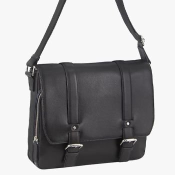 Pierre Cardin Freddie 13" Leather Laptop Satchel Black