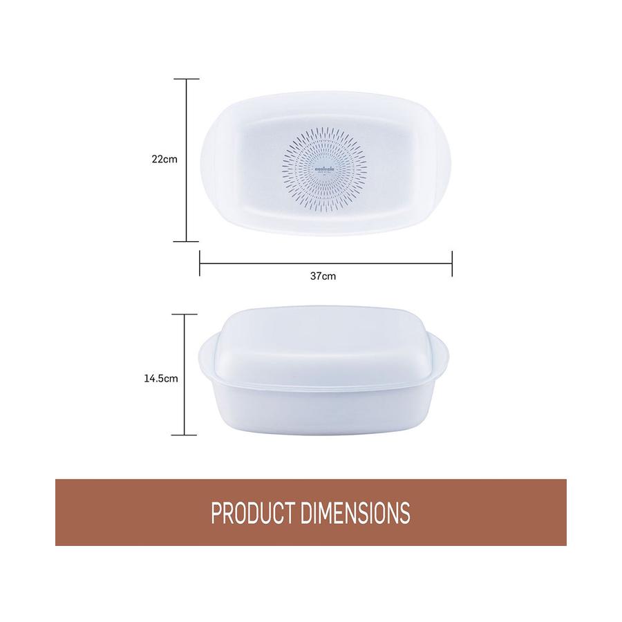 Essteele Glass Ceramic Nonstick 3.9L Covered Casserole White White