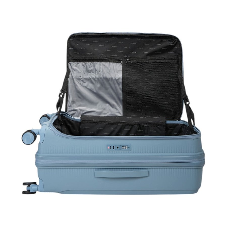 Caselite Venture 76cm Top Open Hardside Checked Suitcase Grey Blue Grey Blue