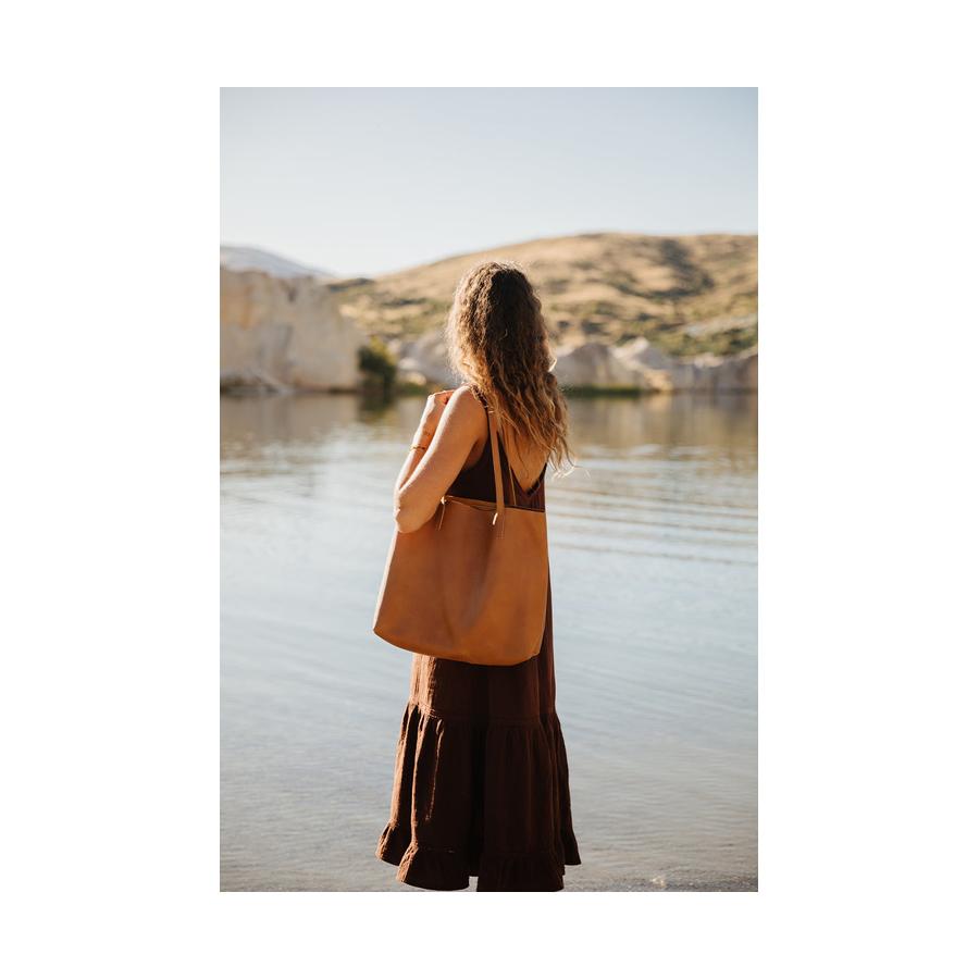 Duffle&Co Bri Raw Edged Tote Vintage Tan Vintage Tan