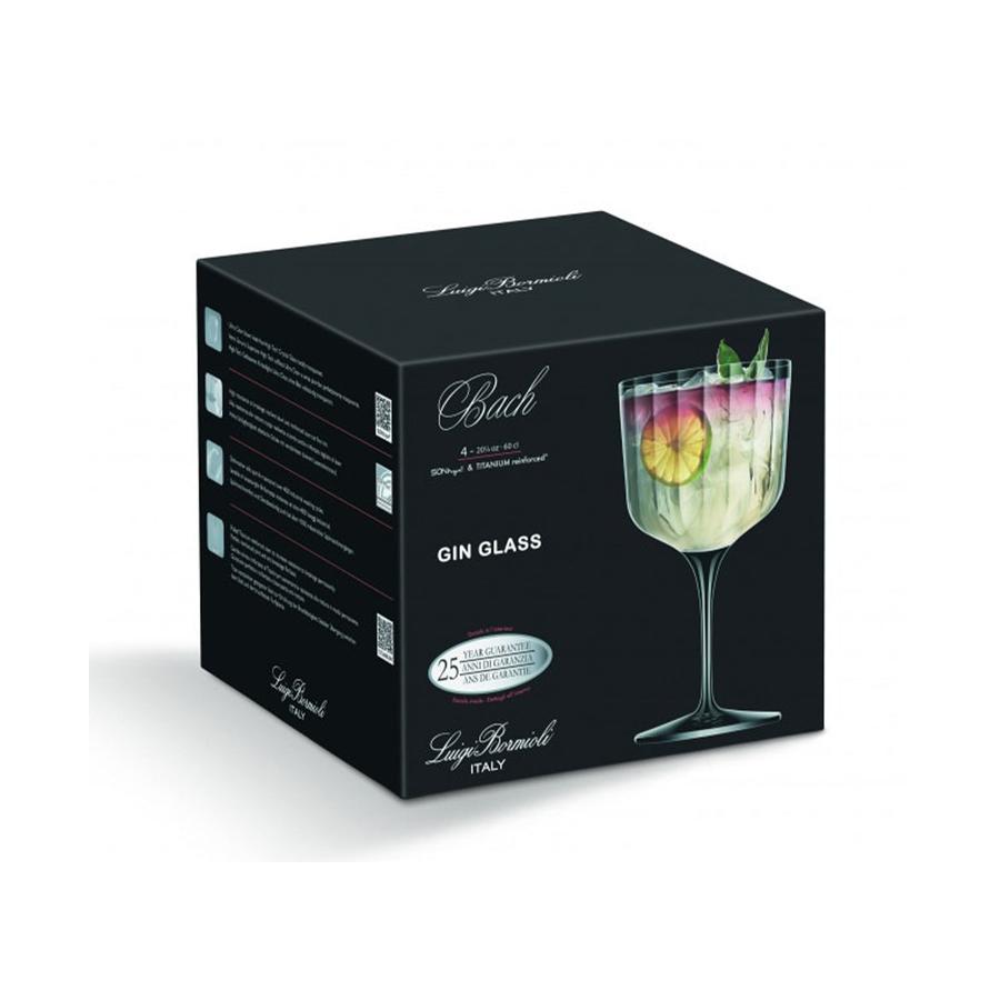 Luigi Bormioli Bach 600ml Crystal Gin Glass Gift Set of 4 Clear Clear