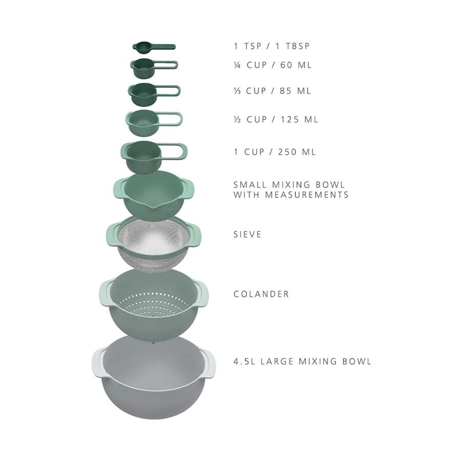 Joseph Joseph Nest 9 Plus Bowl Set Sage Sage
