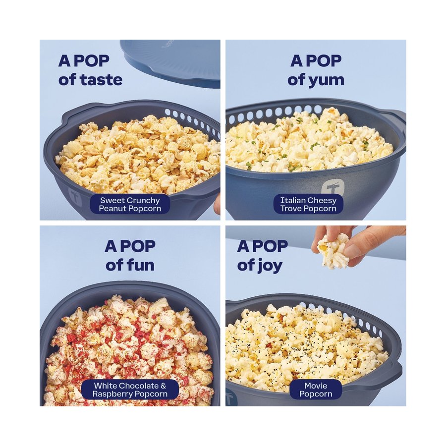 Tupperware WOW Pop Microwave Popcorn Maker Blue Blue