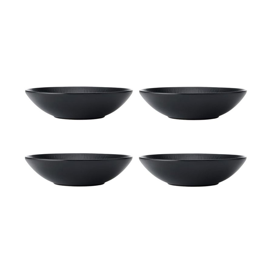 Mikasa Jardin Midnight 20cm Stoneware Pasta Bowls (Set of 4) Black Black