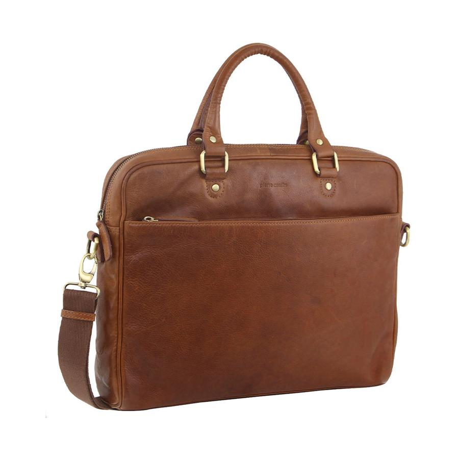 Pierre Cardin Presley Rustic Leather 15" Laptop Bag Tan Tan