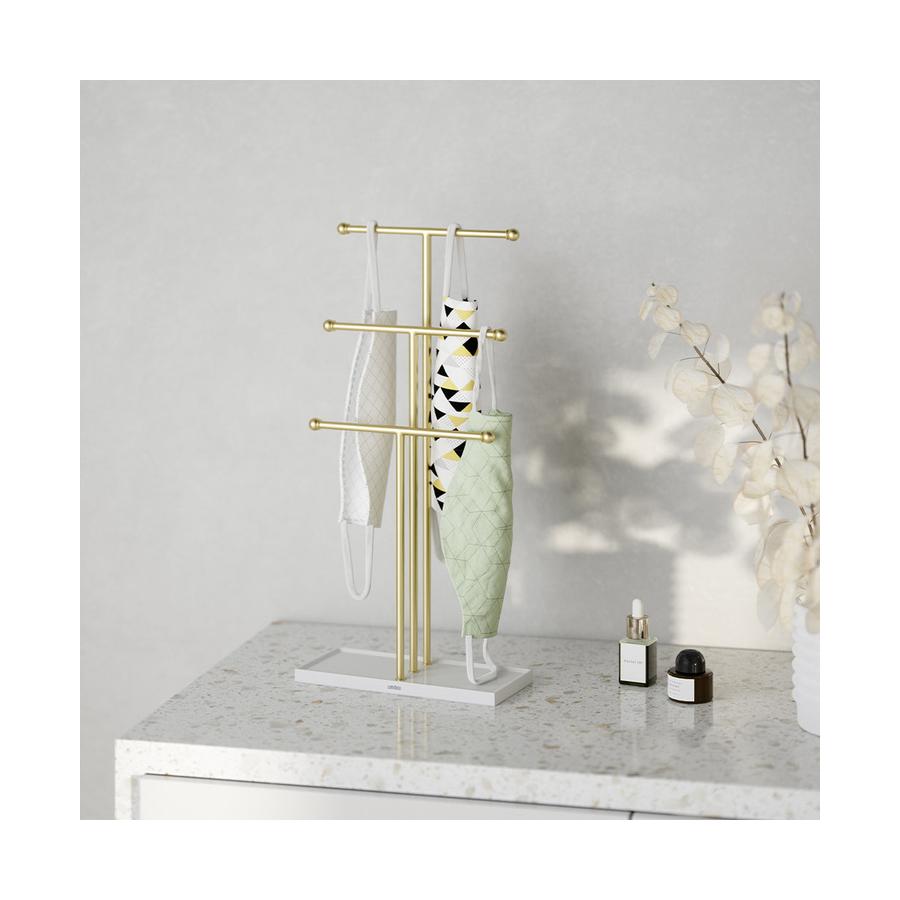 Umbra Trigem Jewellery Stand Organiser White/Brass White/Brass