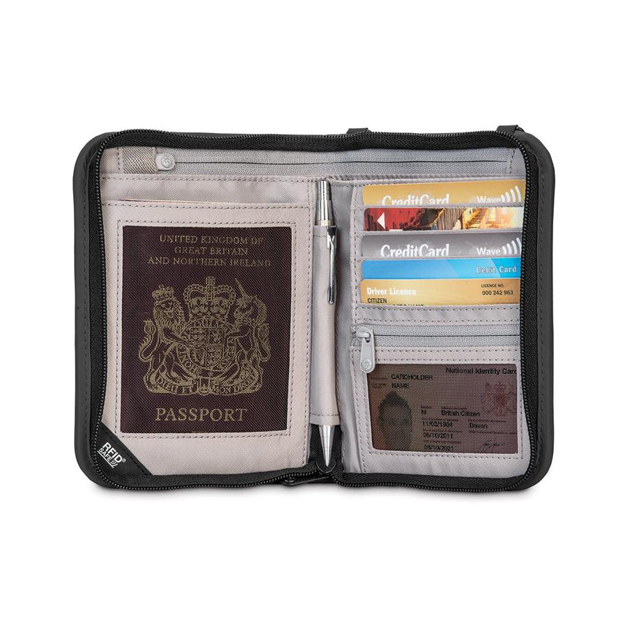 Pacsafe RFIDsafe V150 Anti-Theft RFID Blocking Compact Organiser Black Black