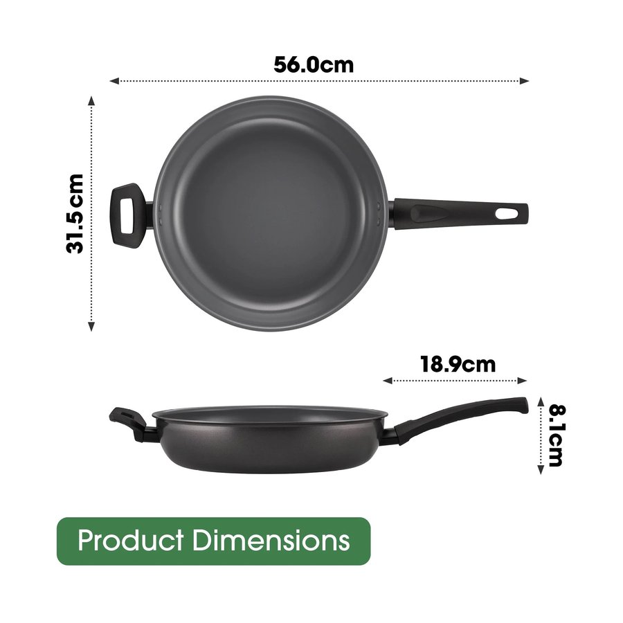 Raco Ceramic Essentials 30cm Nonstick Induction Frypan w/ Helper Handle Black Black