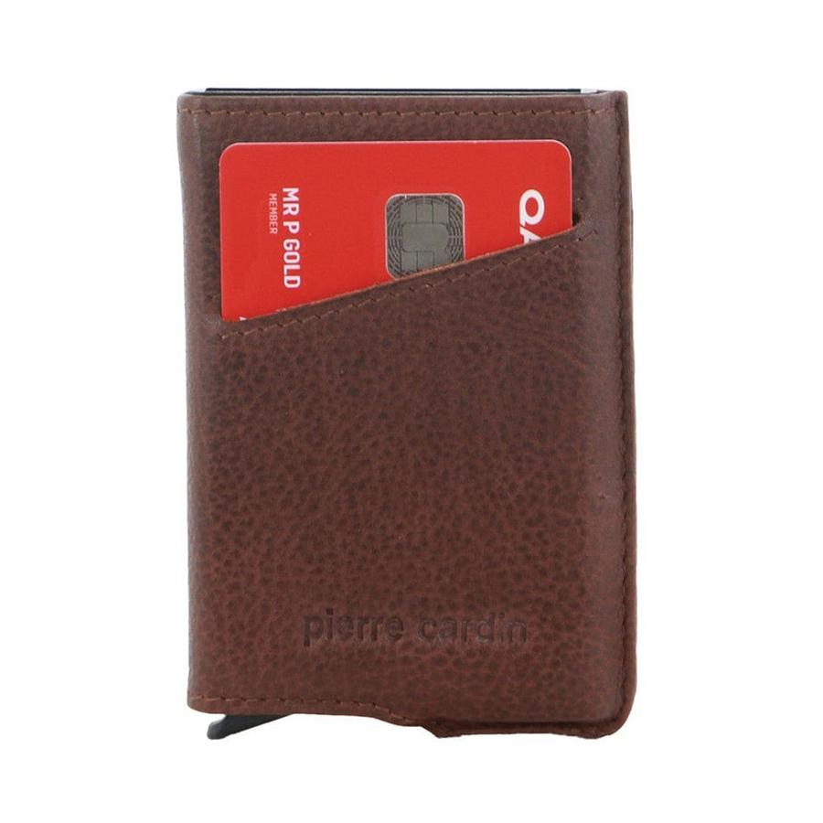 Pierre Cardin Dorian Leather Smart Slide Card Holder Wallet Brown Brown
