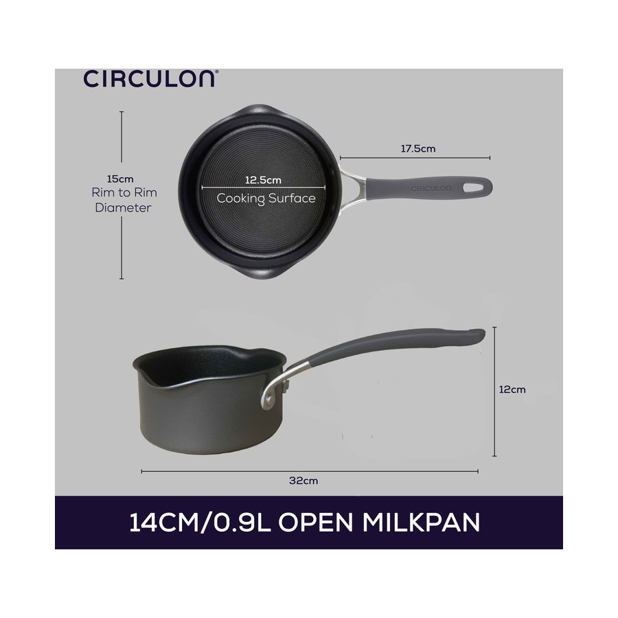 Circulon ScratchDefense A1 14cm Open Milkpan Black Black