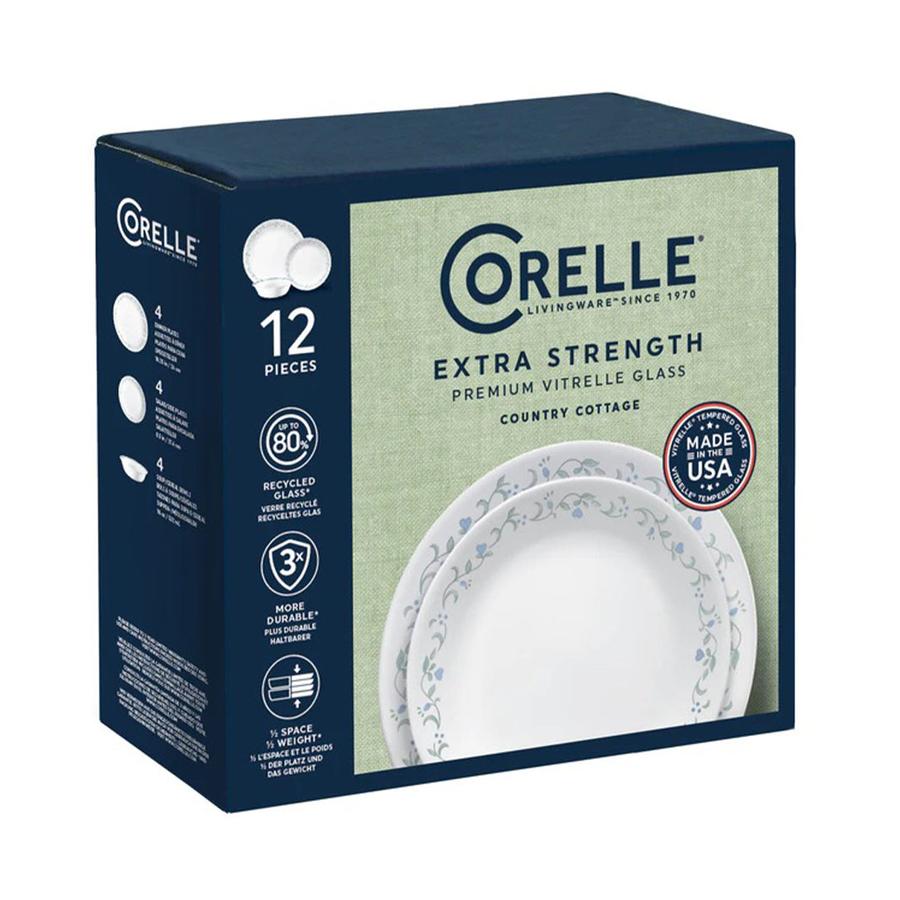 Corelle Country Cottage 12 Piece Dinner Set White White
