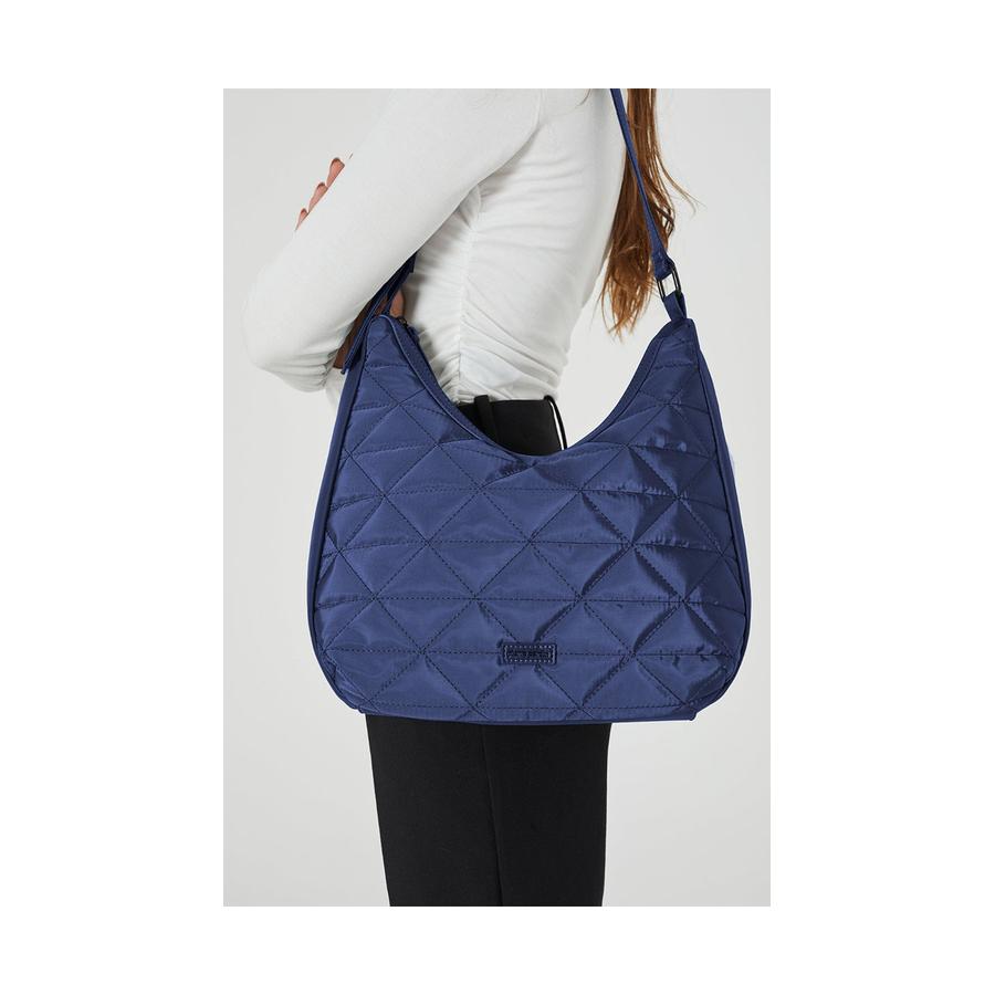 Pierre Cardin Claire Ladies Nylon Quilted Hobo Bag Navy Navy