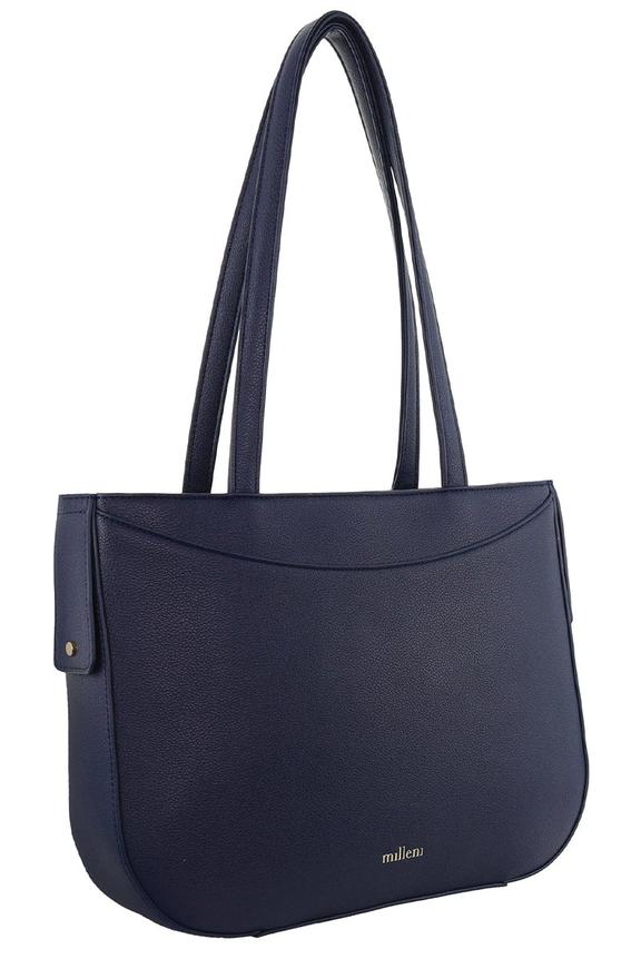 Milleni Luma Ladies Vegan Leather Fashion Shoulder Tote Bag Navy