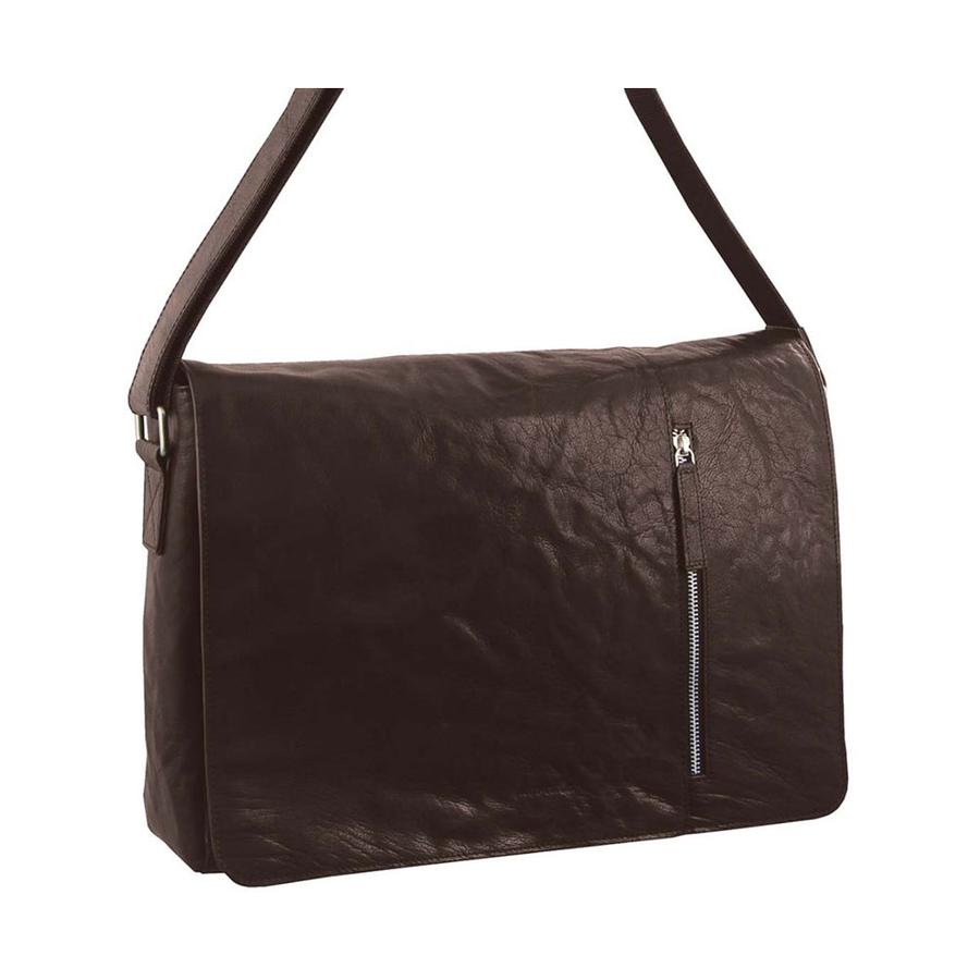 Pierre Cardin Dallas Rustic Leather Computer Bag Brown Brown