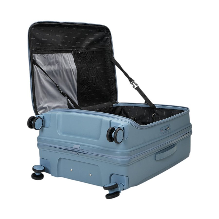 Caselite Venture 76cm Top Open Hardside Checked Suitcase Grey Blue Grey Blue