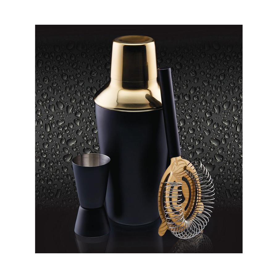 Barcraft Cocktail 3 Piece Set Black Black