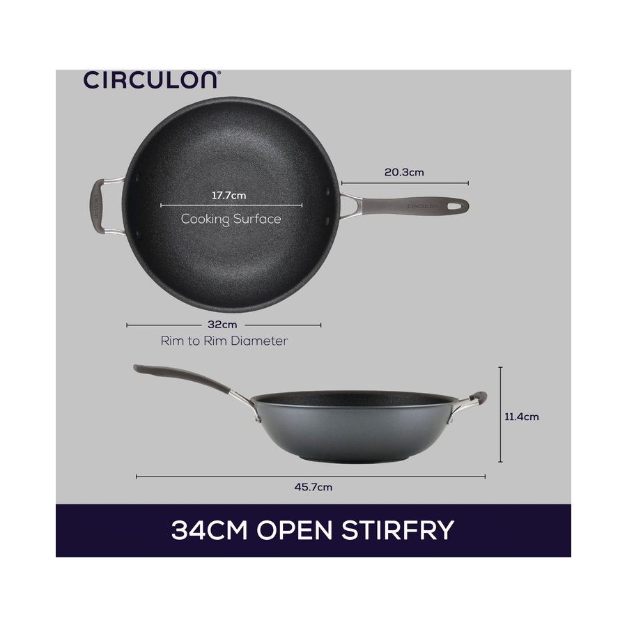 Circulon ScratchDefense A1 34cm Open Stir Fry Pan Black Black