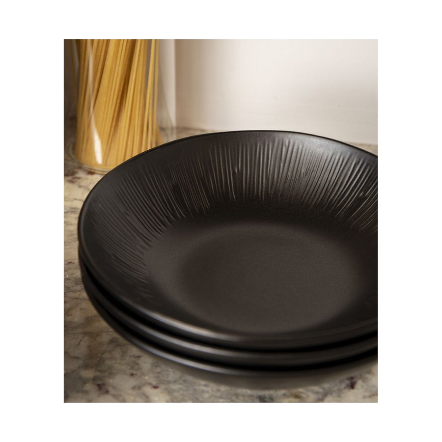 Mikasa Jardin Midnight 20cm Stoneware Pasta Bowls (Set of 4) Black Black