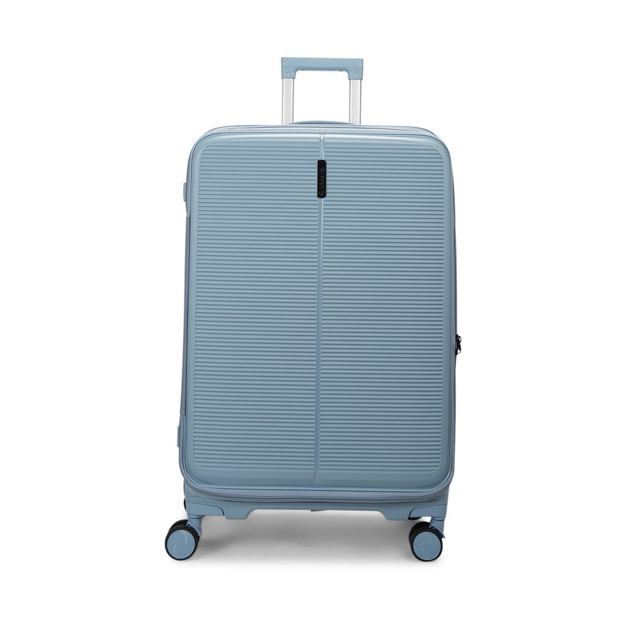 Caselite Venture 76cm Top Open Hardside Checked Suitcase Grey Blue Grey Blue