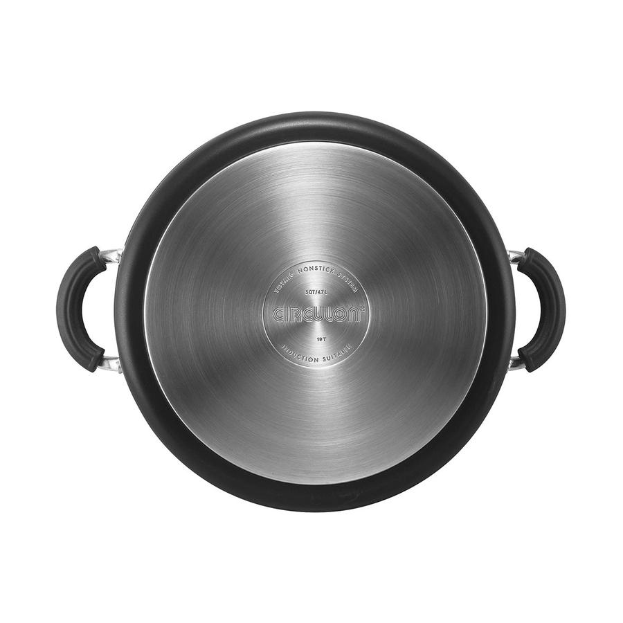 Circulon Total Hard Anodised 28cm (4.7L) Covered Sauteuse Pan Black Black