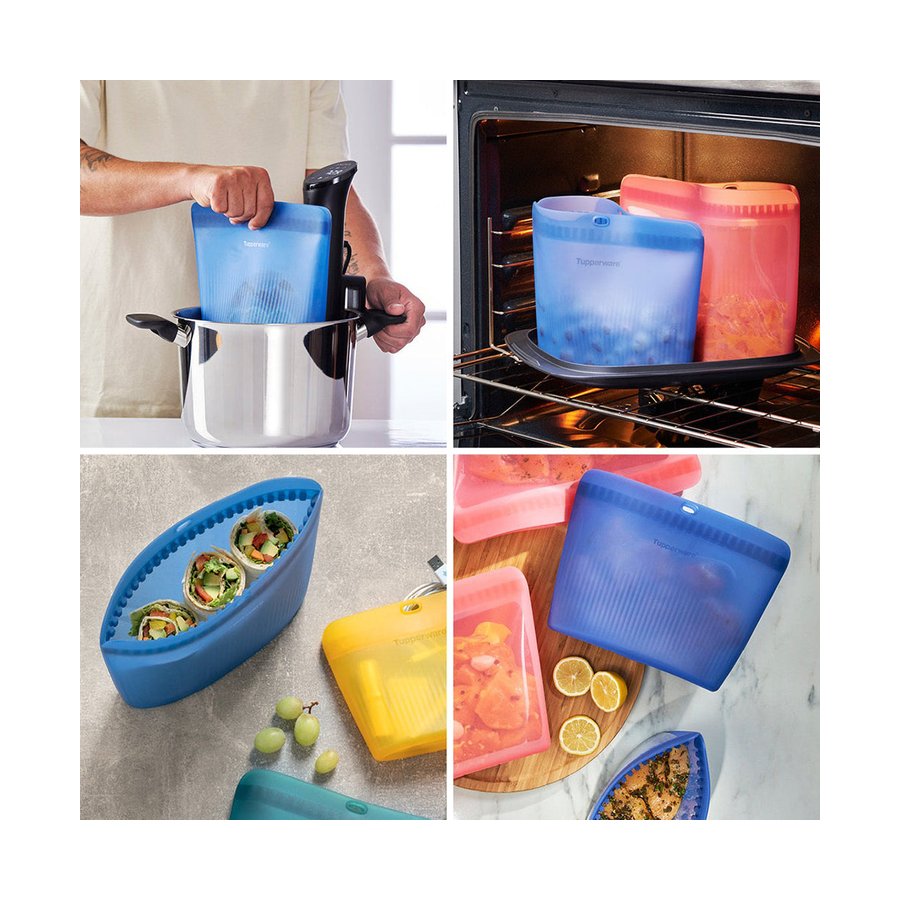Tupperware Ultimate Silicone Bags Combo (Set of 7) Multi Coloured Multi Coloured