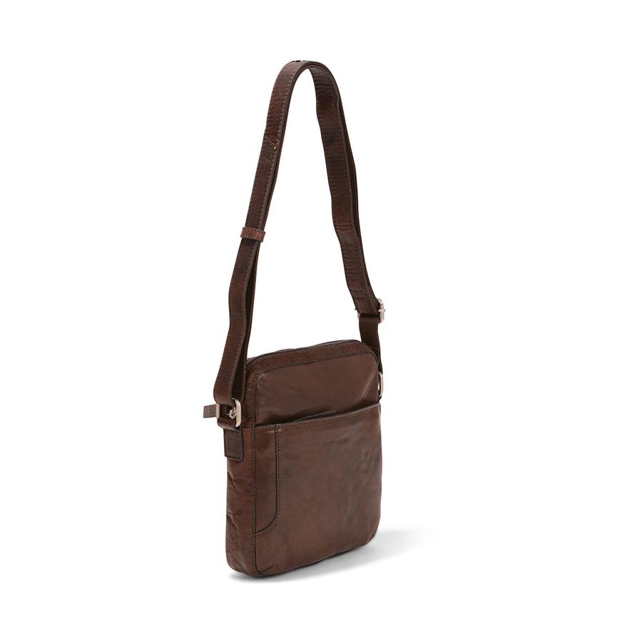 Pierre Cardin Sloan Rustic Leather Tablet Bag Brown Brown