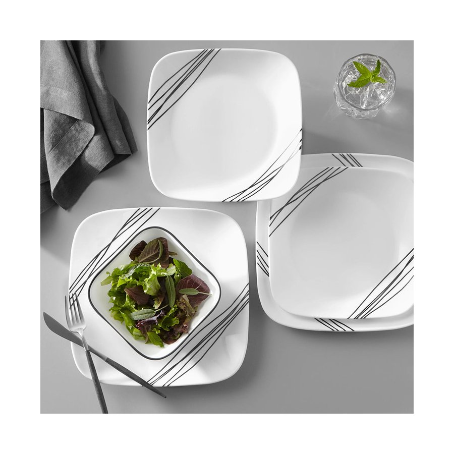 Corelle Simple Sketch 22.9cm Luncheon Plate (Set of 6) White White