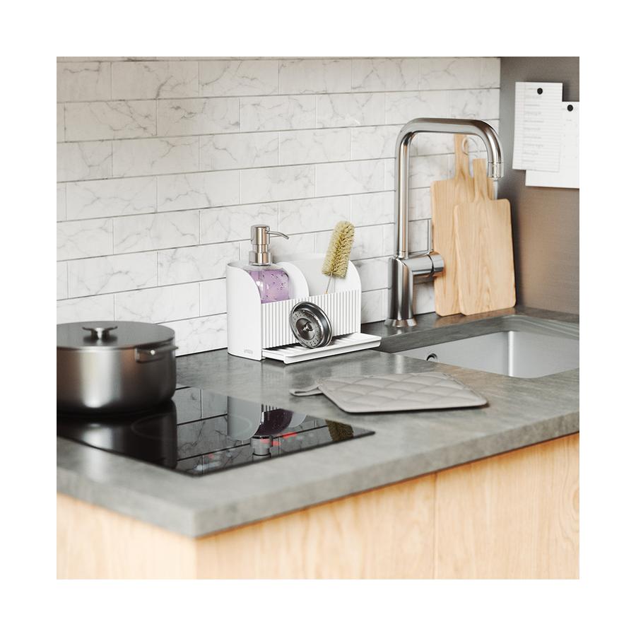 Umbra Sling Sink Caddy and Soap Pump White White