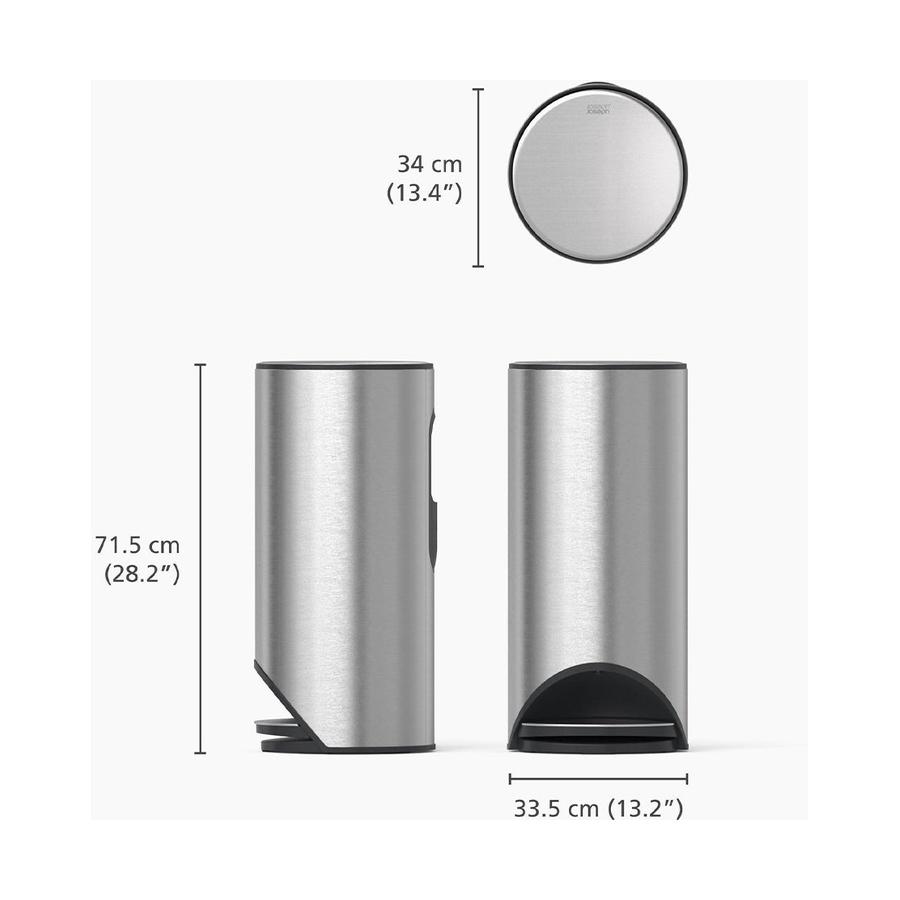 Joseph Joseph Arc 30L Easy Push Pedal Bin Stainless Steel Stainless Steel