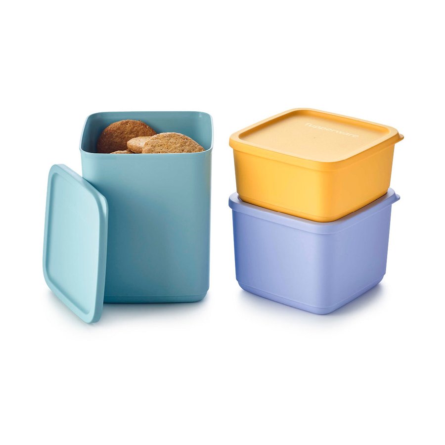 Tupperware Stacking Square Container Set (3 Piece) Multi Coloured Multi Coloured