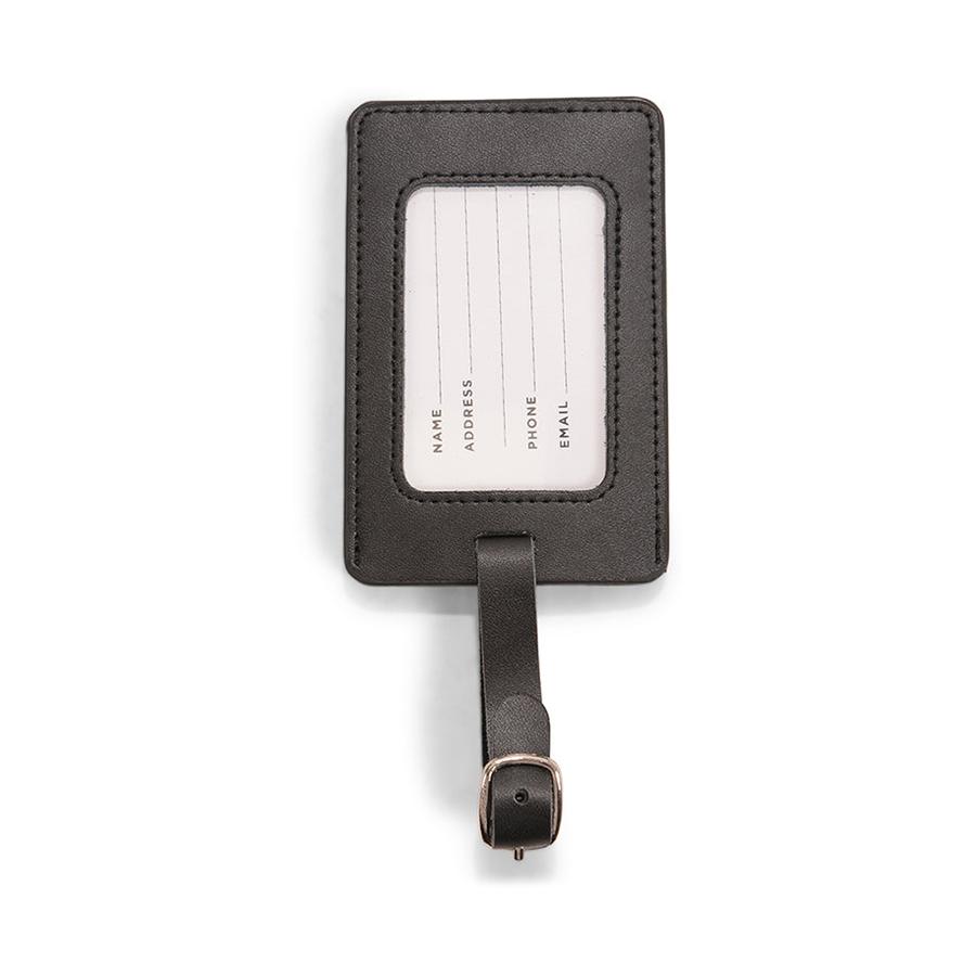Explorer Leather Luggage Tag Black Black