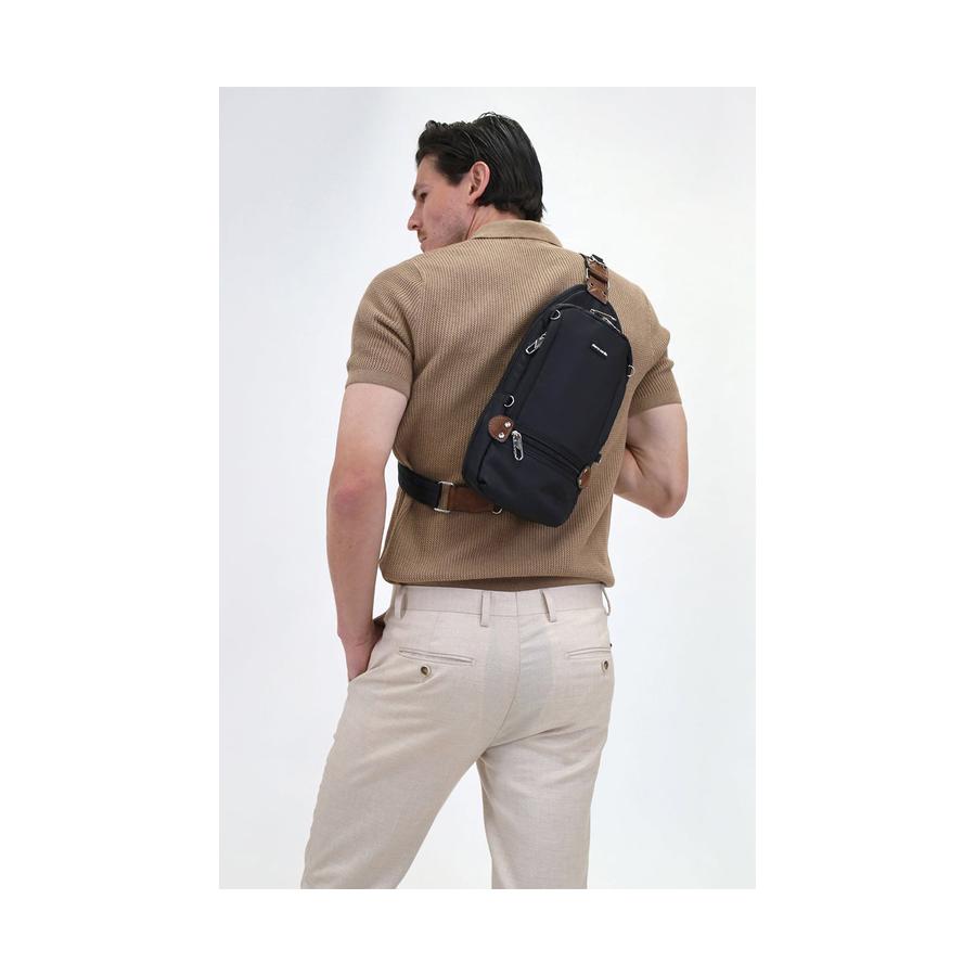Pierre Cardin Cawley Nylon RFID Sling Bag Black Black