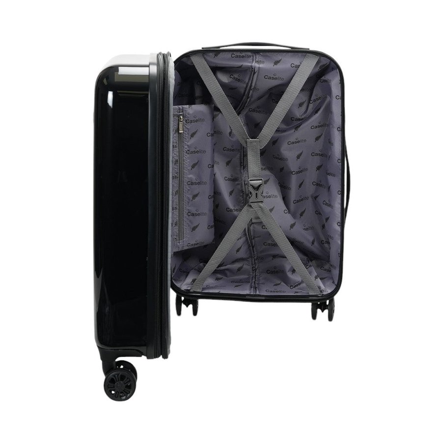 Caselite NZ Kiwi 56cm Hardside Carry-On Suitcase Black Black