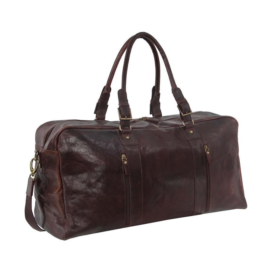 Pierre Cardin Boston Rustic Leather Overnight Duffle Bag Chocolate Chocolate