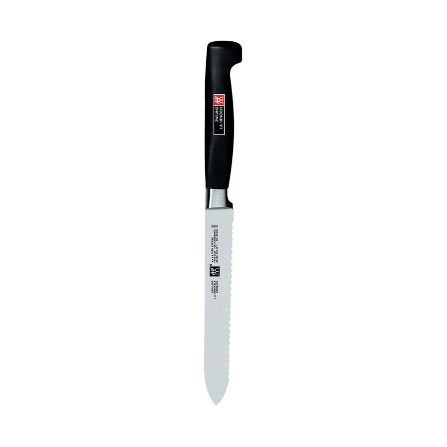 Zwilling Four Star 13cm Serrated Utility Knife Black Black
