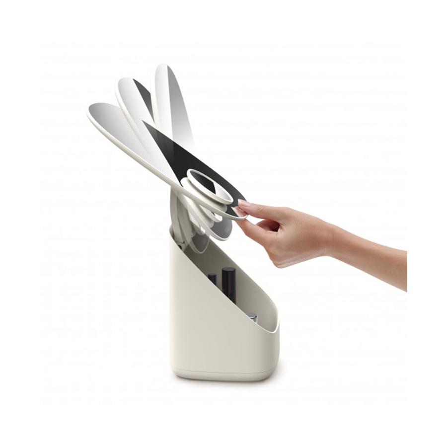 Joseph Joseph Viva Pedestal Mirror with Cosmetic Storage Cream Cream