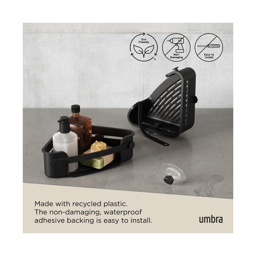 Umbra Flex Adhesive Corner Bin Black Black