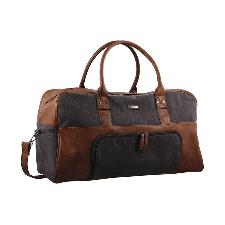 Pierre Cardin Raven Canvas Overnight Duffle Bag Black Black