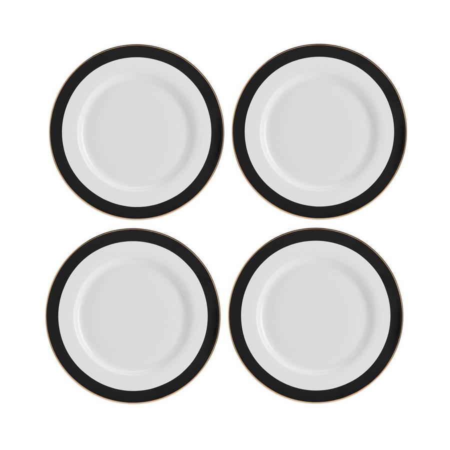 Mikasa Luxe Deco 12-Piece China Dinner Set Black/White Black/White